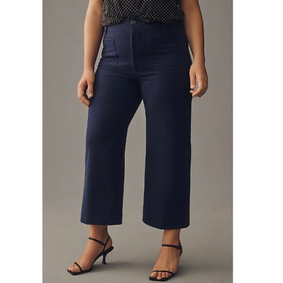 Anthropologie The Colette Brushed Knit Crop Wide-Leg Pants by Maeve - Picture 1 of 9